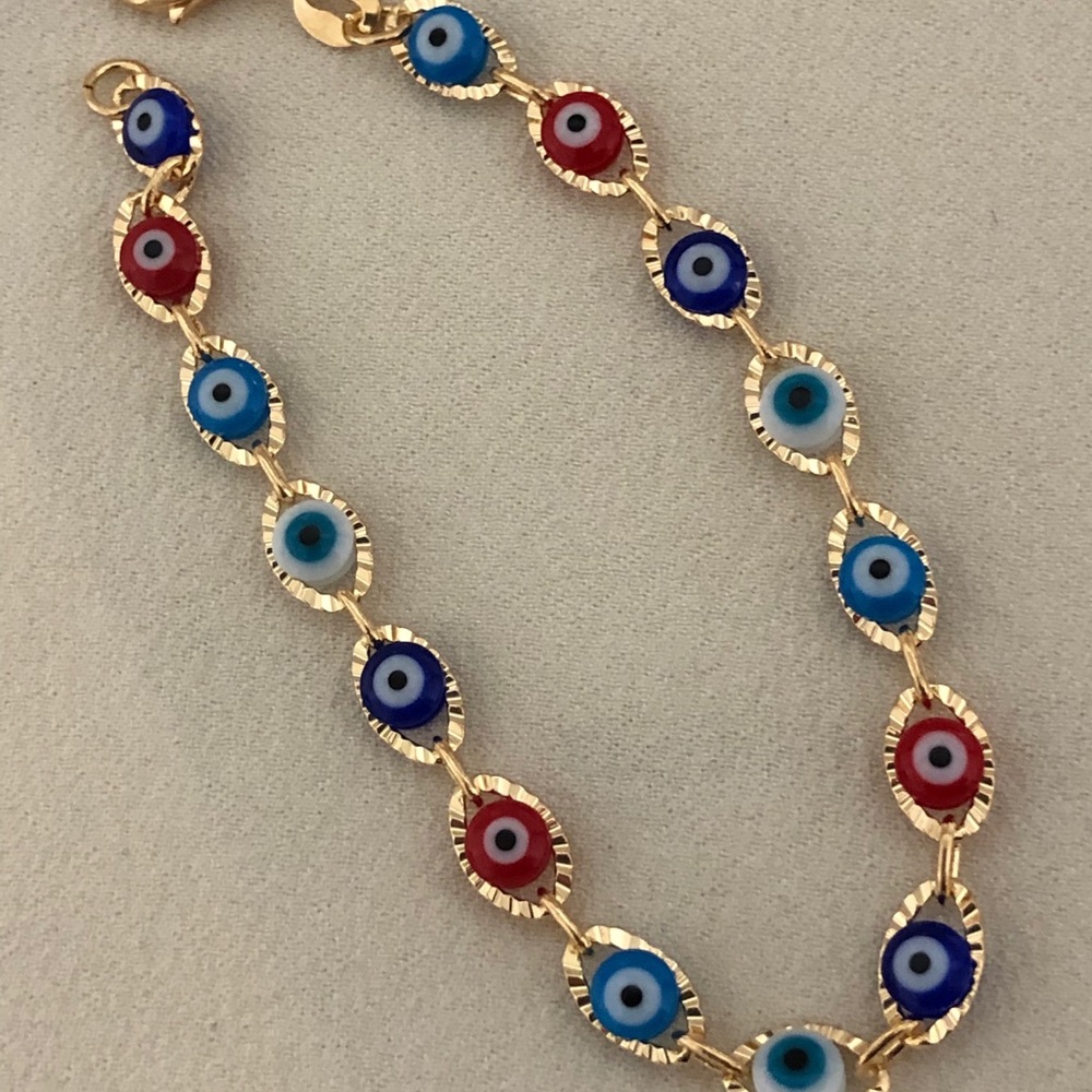 18k Gold Filled Multicolor Eye Bracelet - Picture 2 of 10